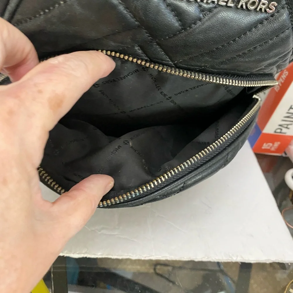 Michael Kors Abbey Quilted Black Leather Backpack Medium Size